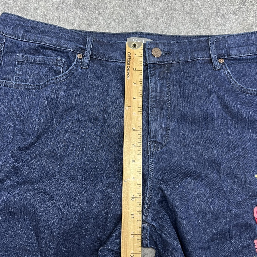Martha Stewart Jeans Womens 22W Blue TSV Skinny High Rise Floral Embroidered - Picture 14 of 16